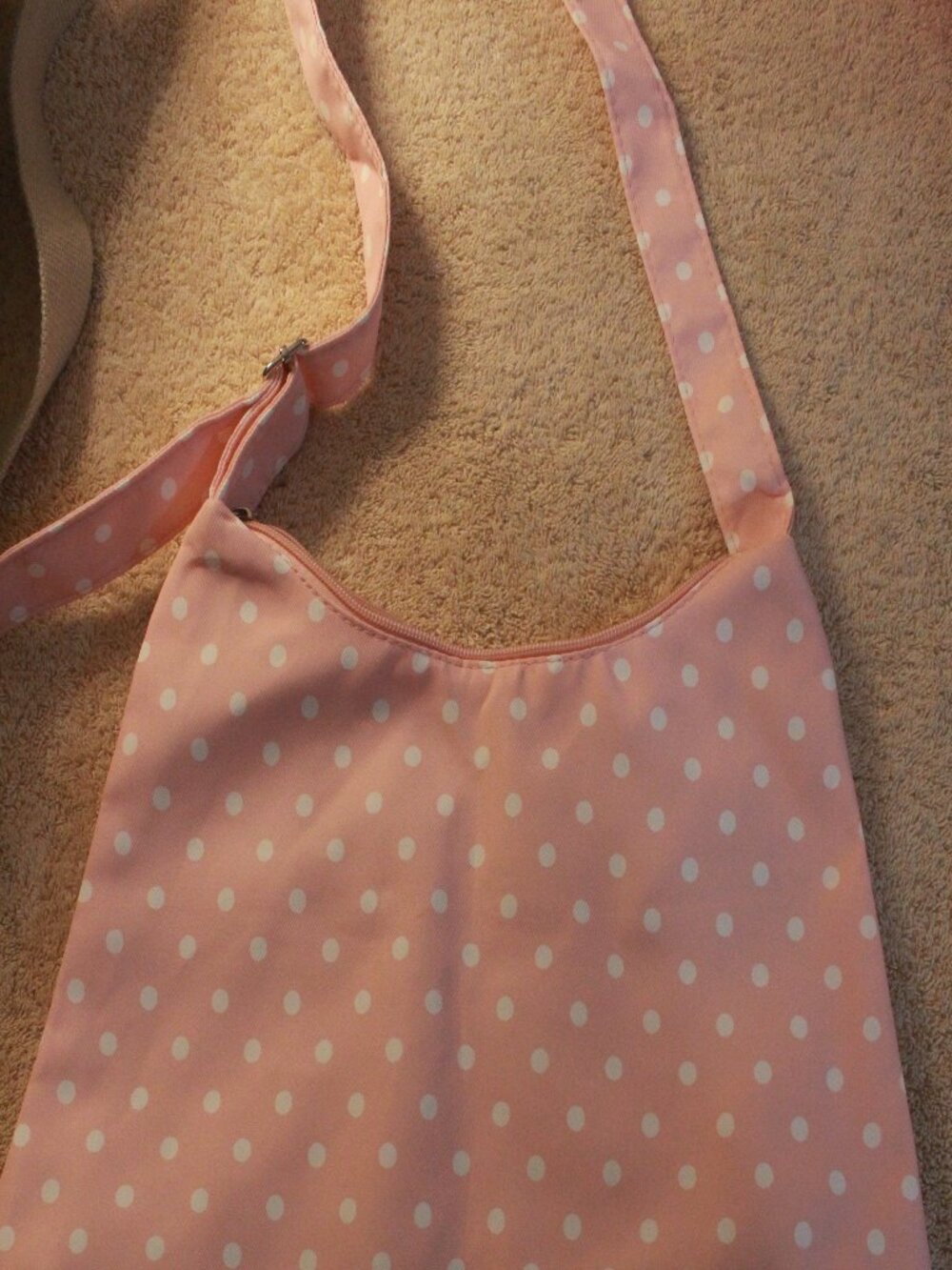 Pink & White Polka Dot Shoulder Tote Bag